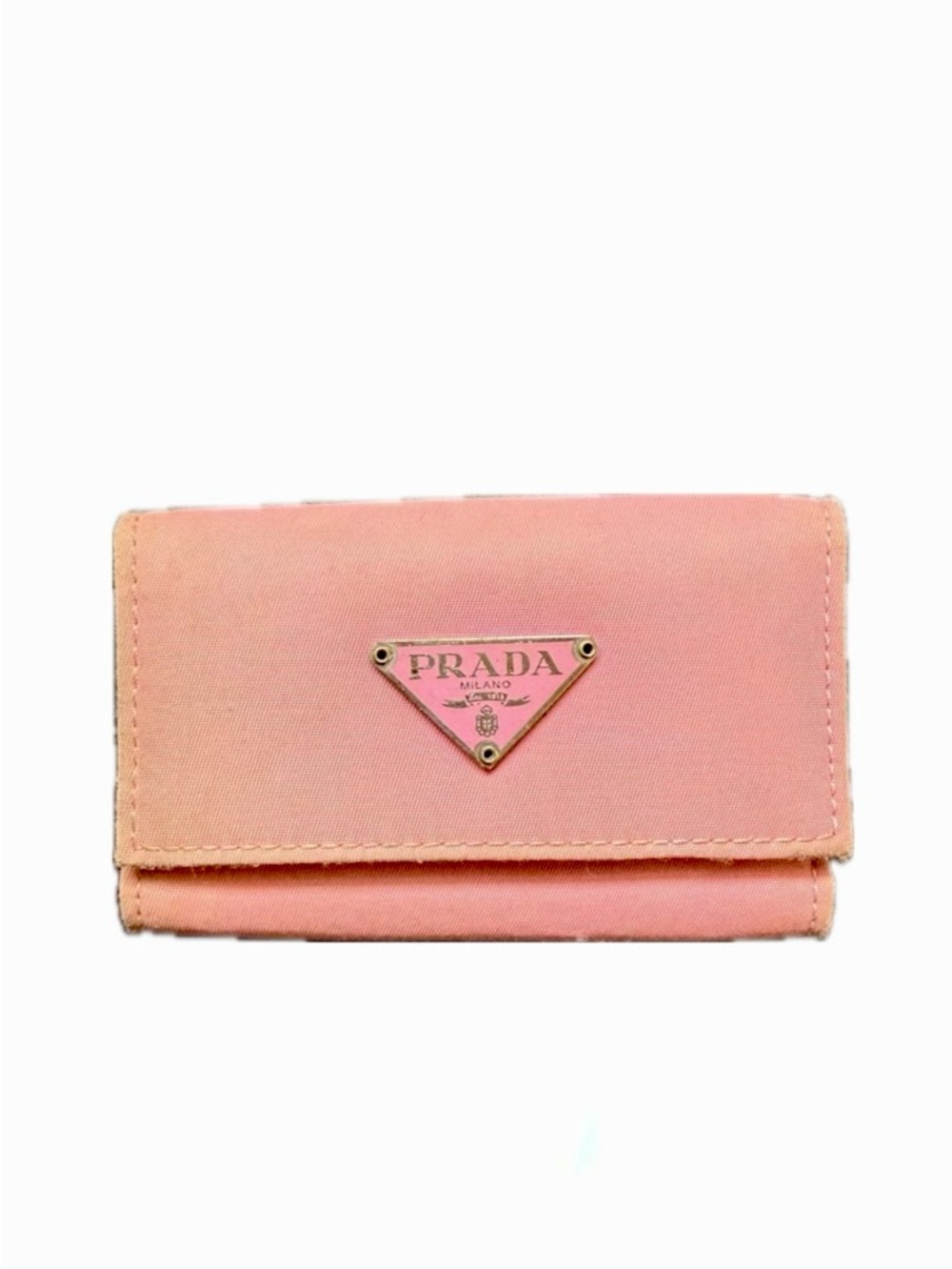 PRADA PINK NYLON KEY & CARD HOLDER